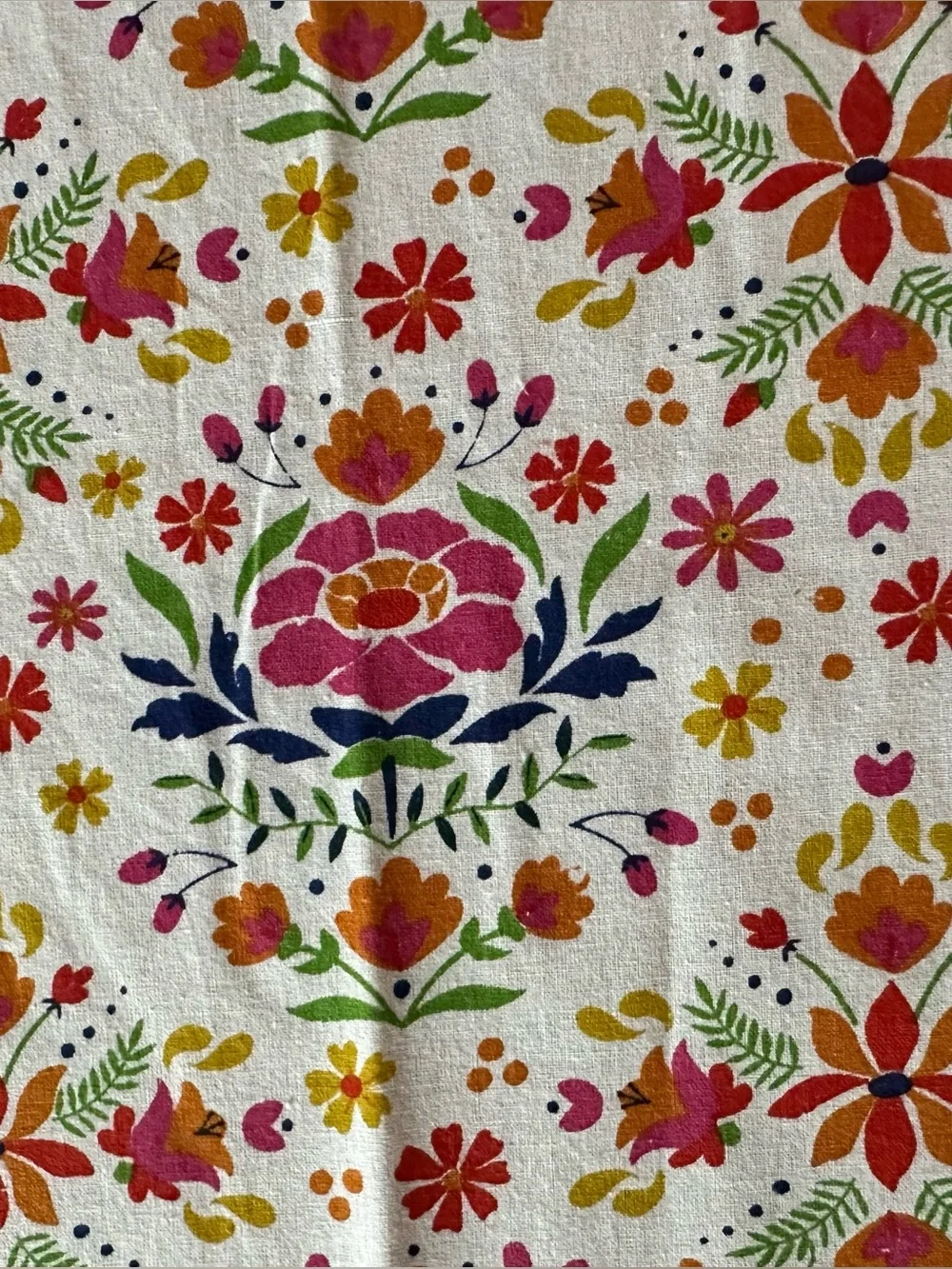 100% cotton,Floral Tablecloth 60x60 square with colorful accents.